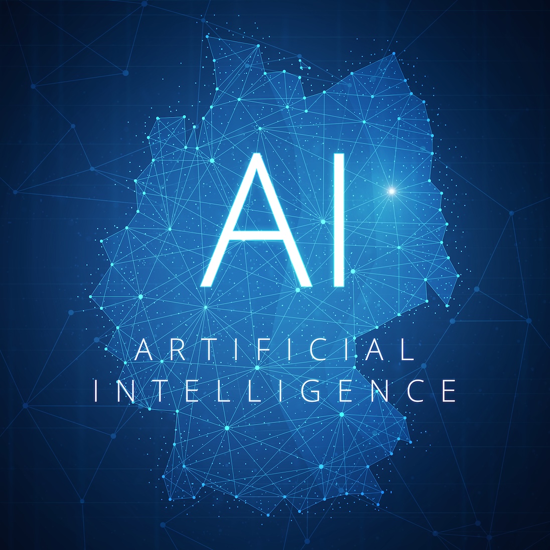 satellietfoto van Duitsland met pop-up tekst AI in grote letters, en daaronder in kleinere letters artificial intelligence