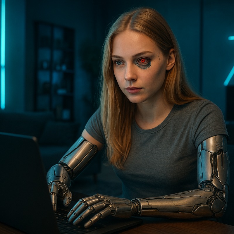 Robotvrouw, met AI gemaakt