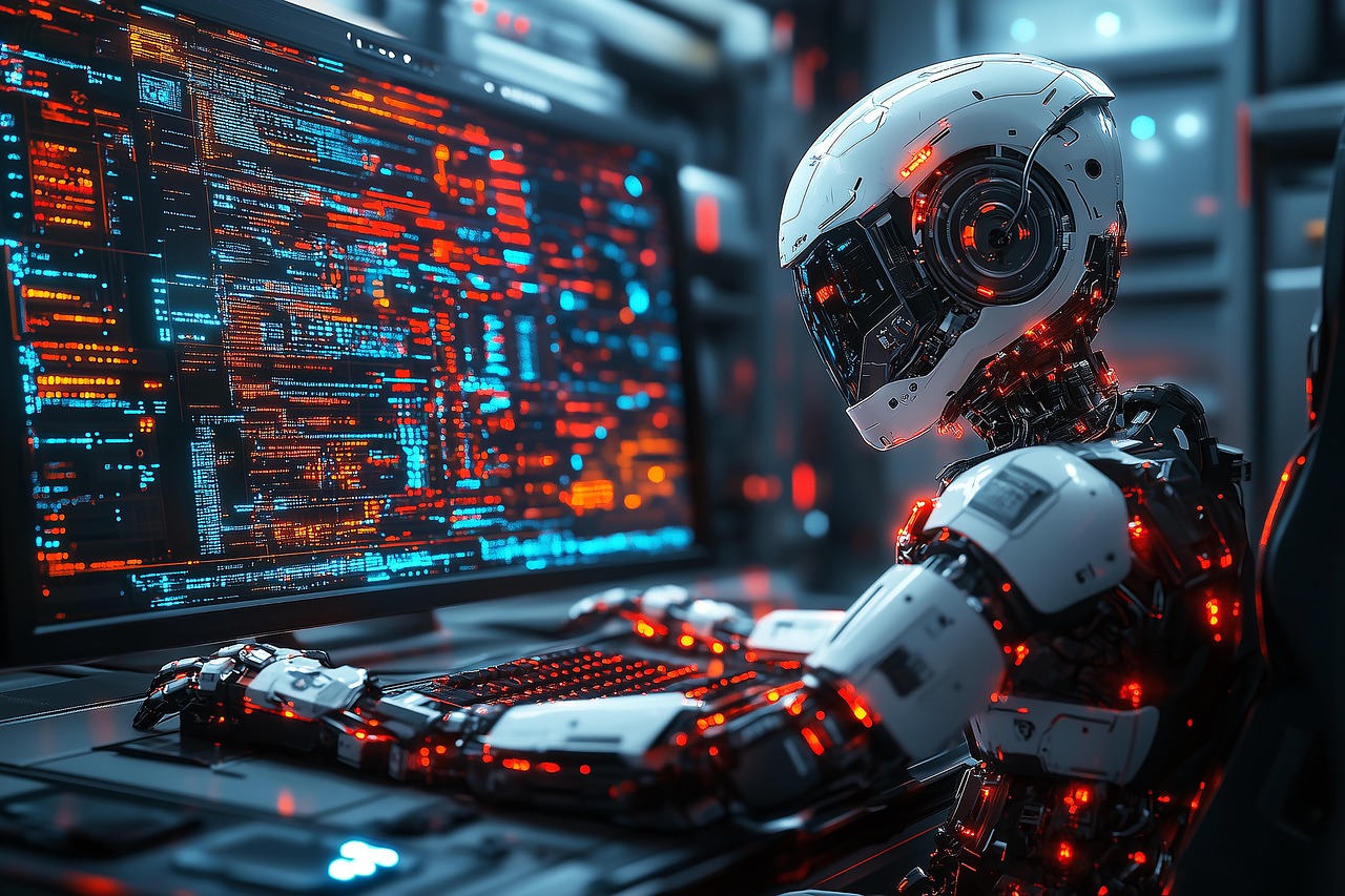 Robot achter de computer