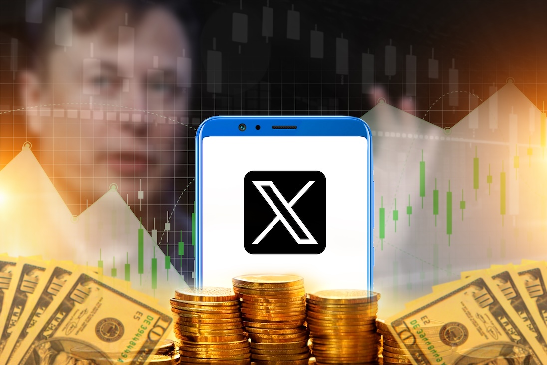 Smartphone met op scherm X, veel geld en Elon Musk