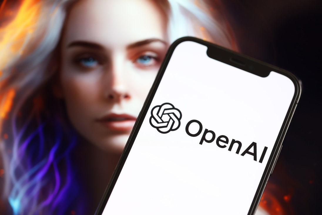 OpenAI-logo op het iPhone-beeldscherm met achtergrond van kunstm